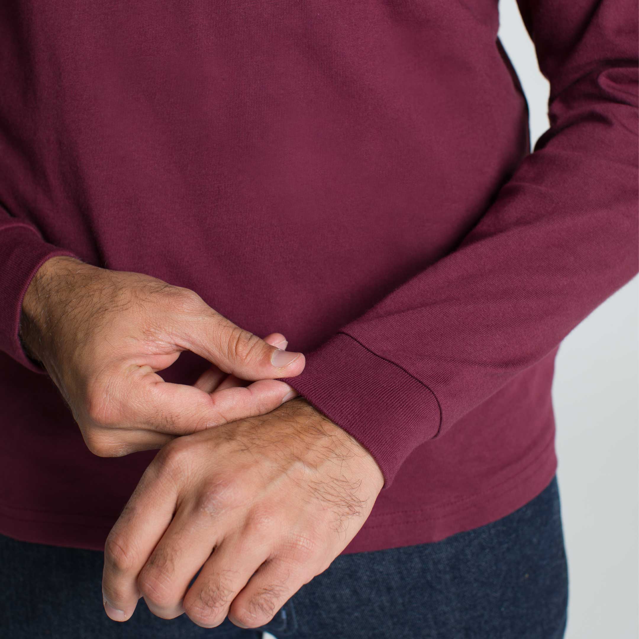 Ash & Erie Burgundy Long Sleeve Pocket Tee for Short Men   Long Sleeve Tee