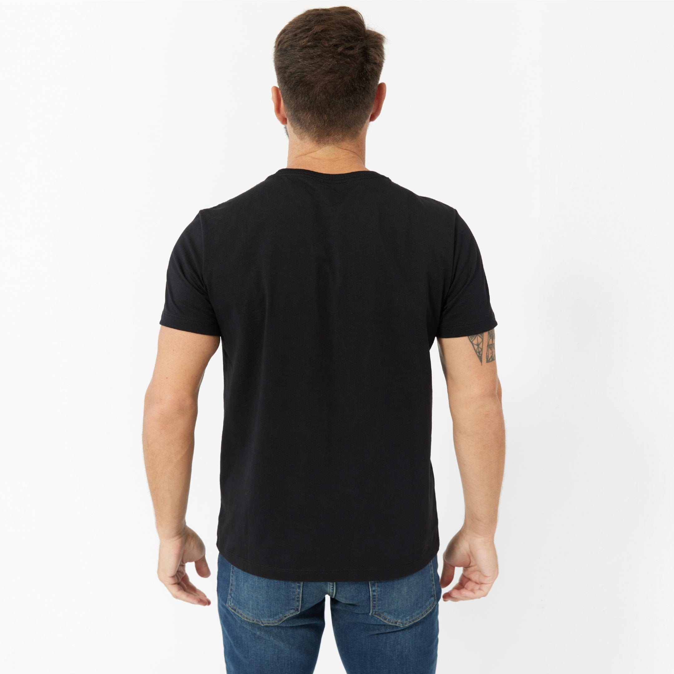Ash & Erie Black Pima Cotton Crew Neck T-Shirt for Short Men   Short Sleeve Premium Tee