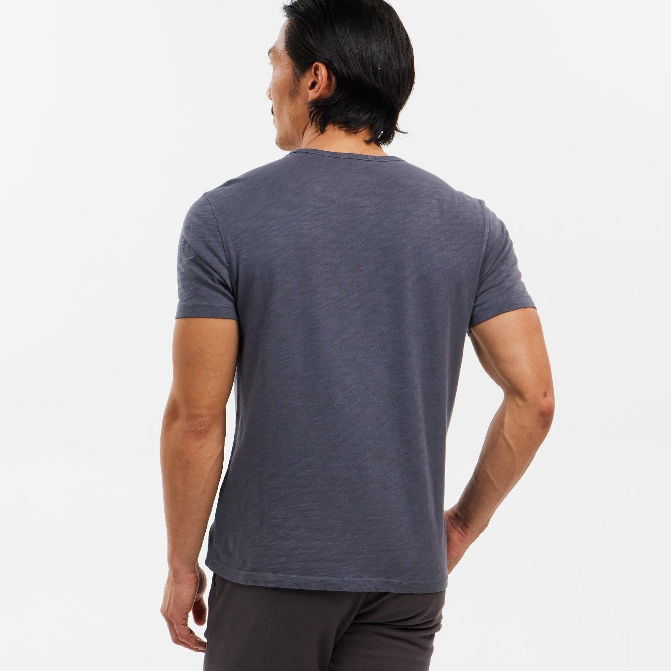 Ash & Erie Lightweight Washed Dark Grey Crew Neck T-Shirt for Short Men   Short Sleeve Premium Tee